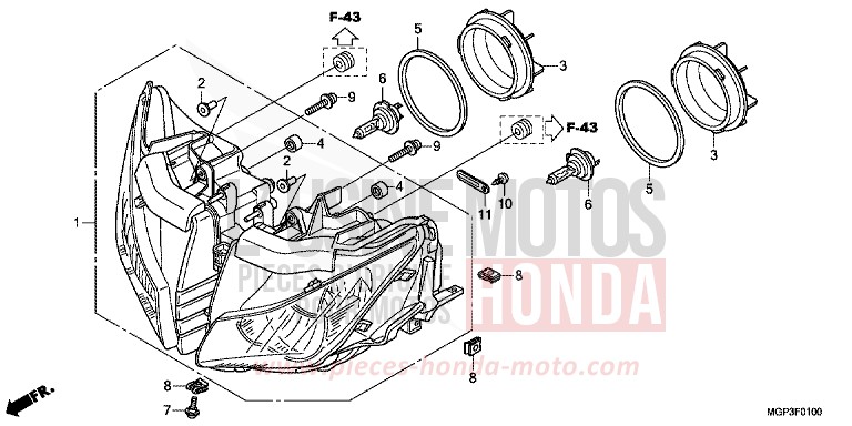 PROJECTEUR von CBR1000RR "Fireblade" VIBRANT ORANGE (YR250HA) von 2013
